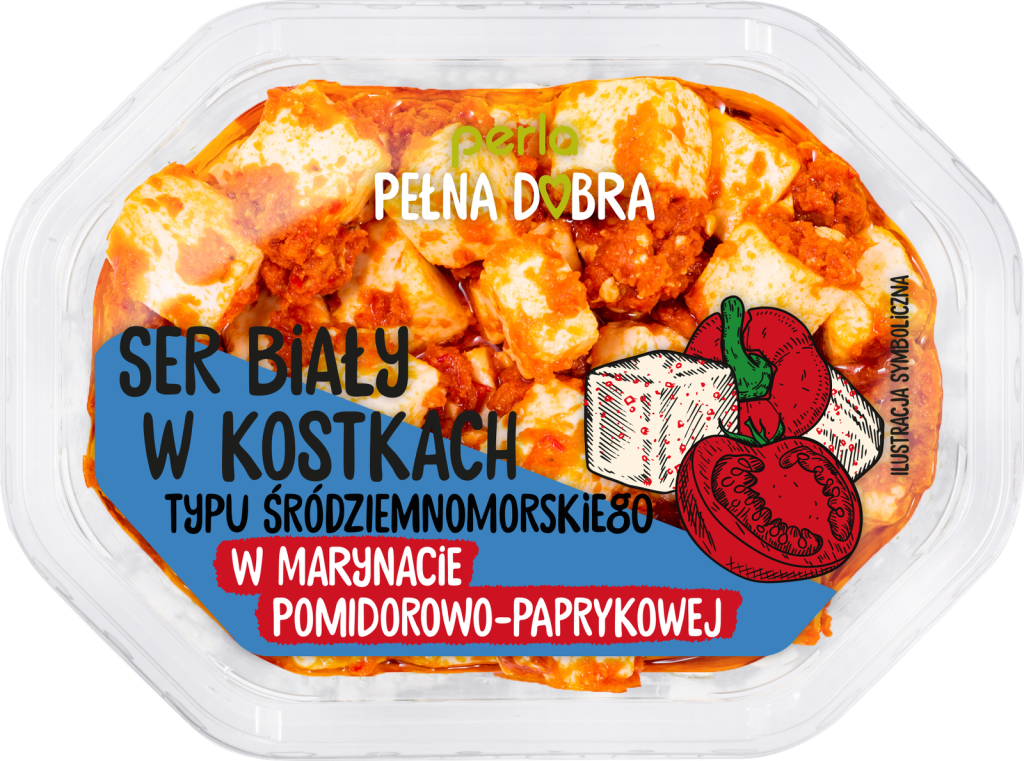 Ser biały w&nbsp;kostkach typu śródziemnomorskiego w&nbsp;marynacie pomidorowo-paprykowej