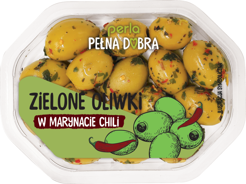 Zielone oliwki w marynacie chili