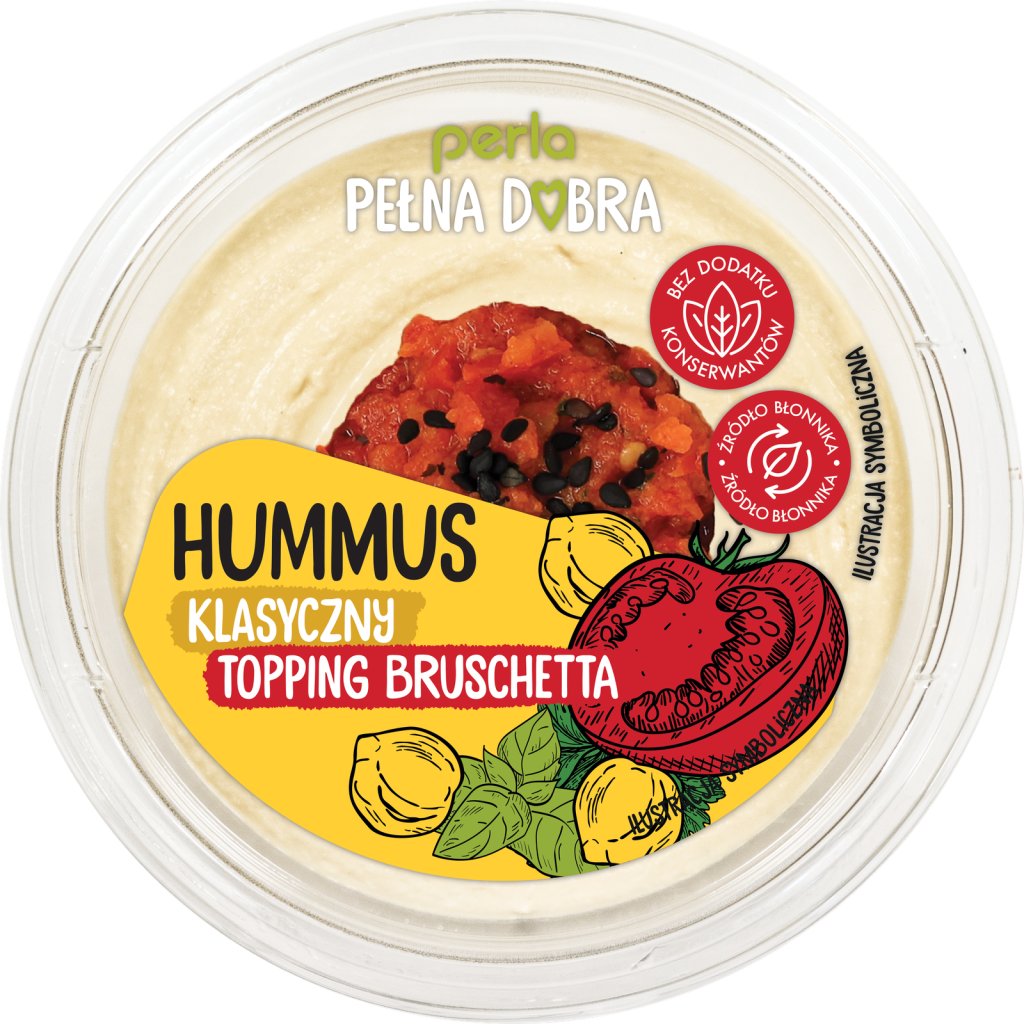 Hummus klasyczny z toppingiem bruschetta