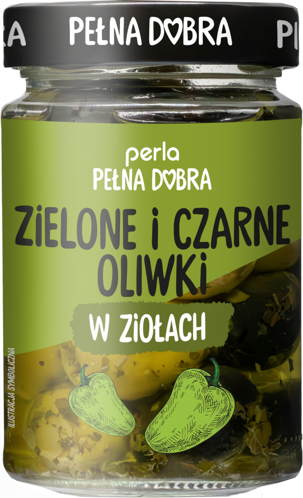Zielone i czarne oliwki w ziołach