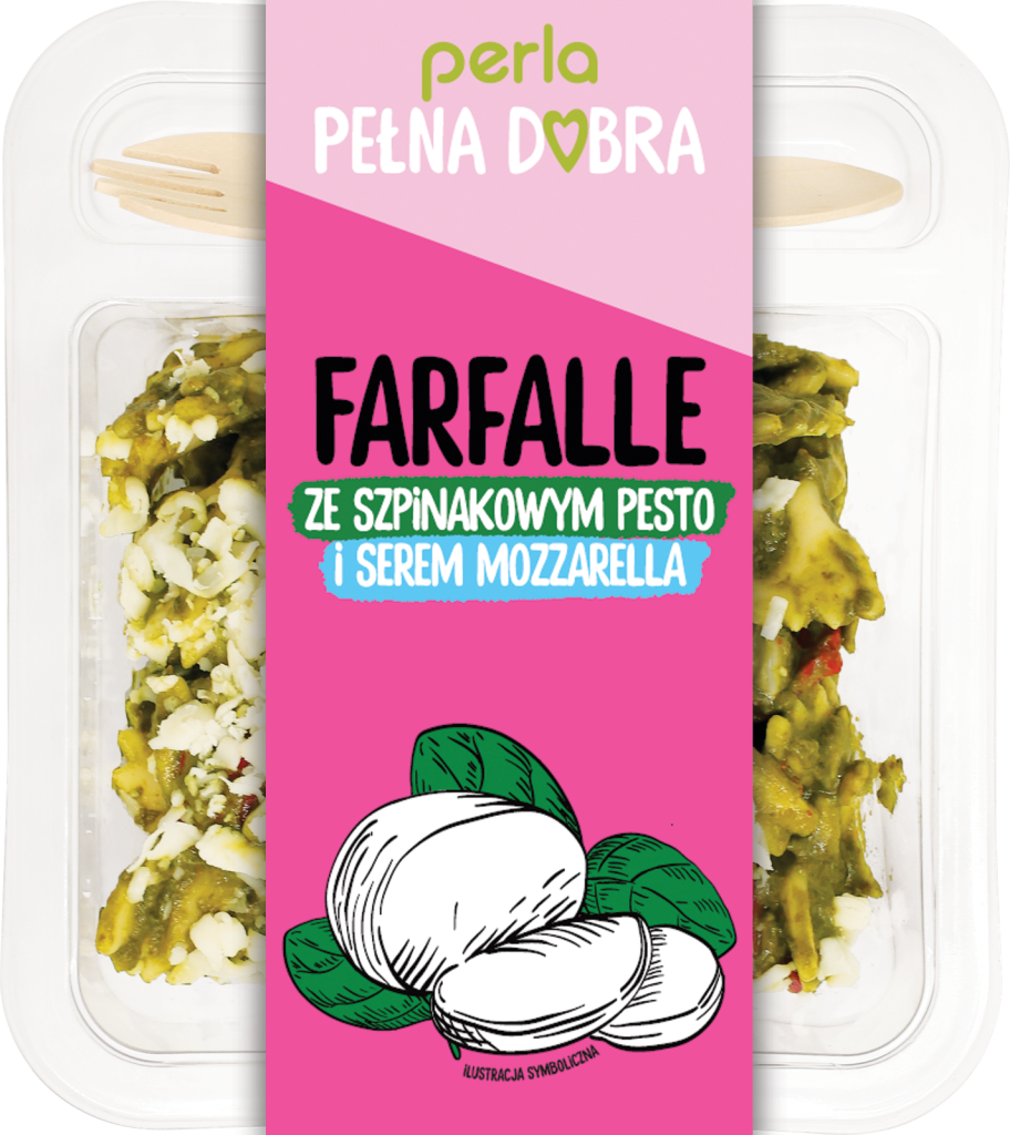 Farfalle ze szpinakowym pesto i serem mozzarella
