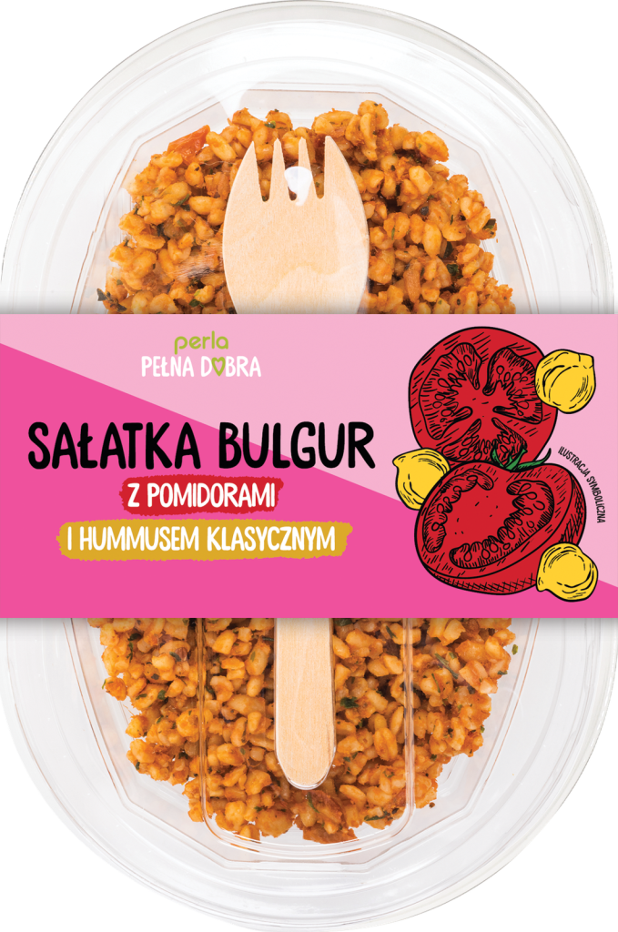 Sałatka bulgur z pomidorami i hummusem klasycznym