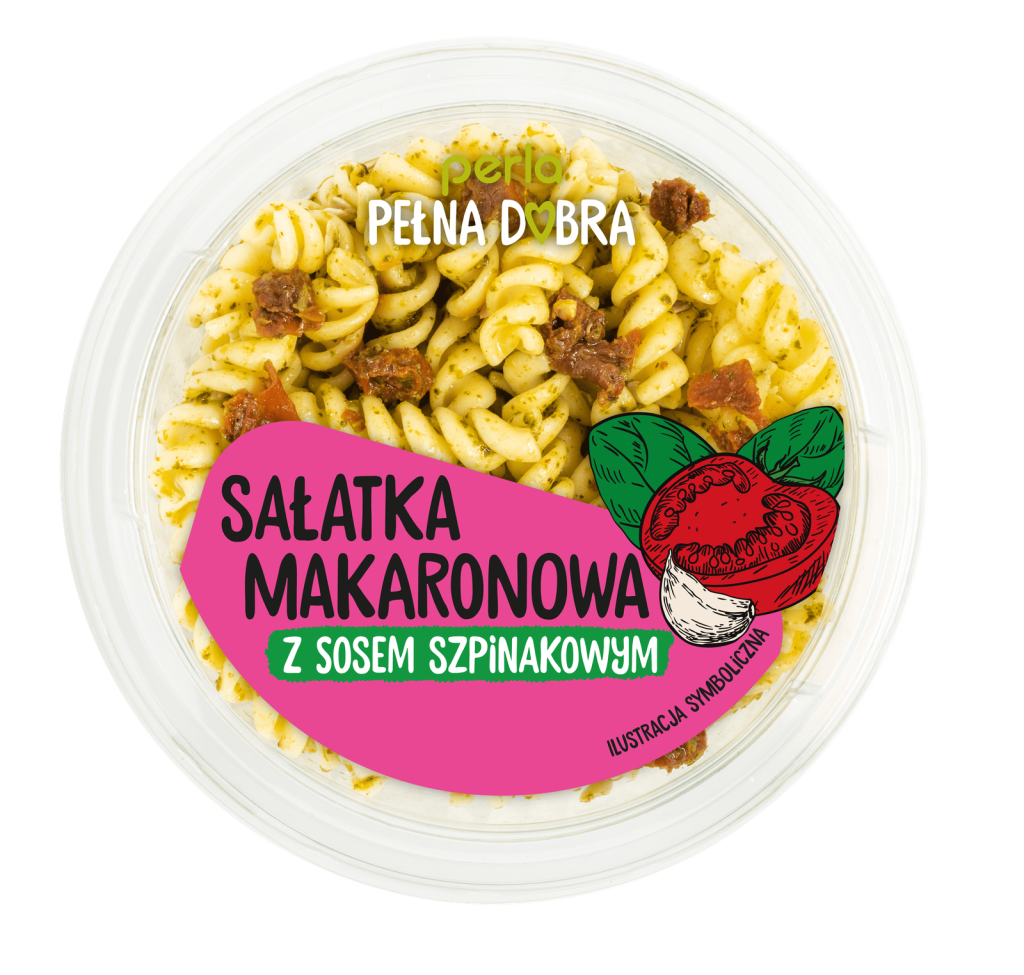 Sałatka makaronowa z sosem szpinakowym