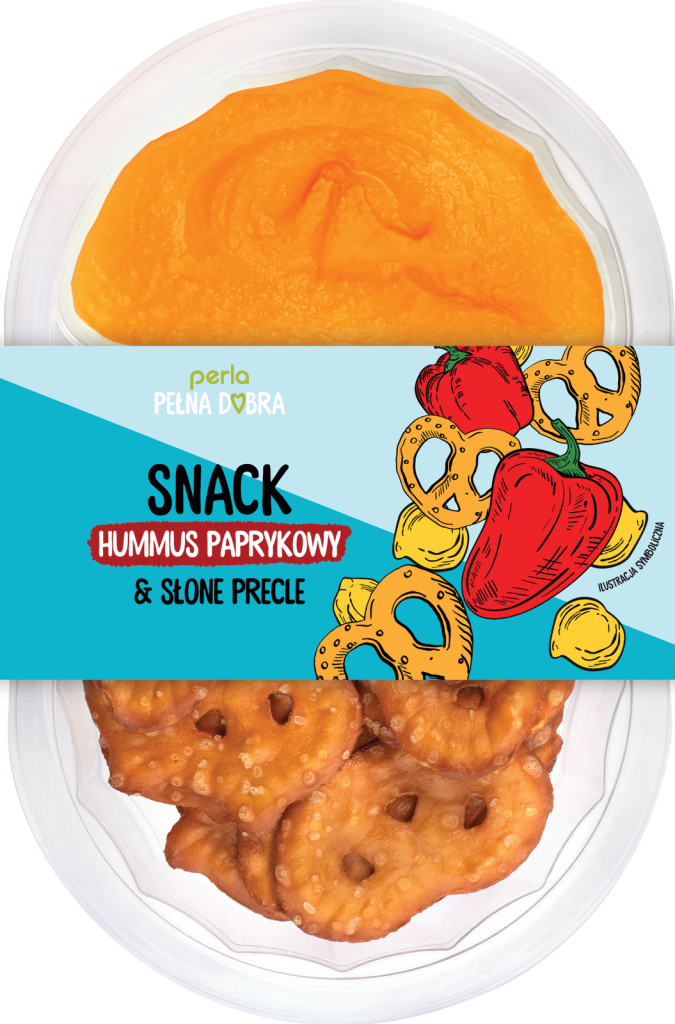 SNACK: Hummus paprykowy i słone precle